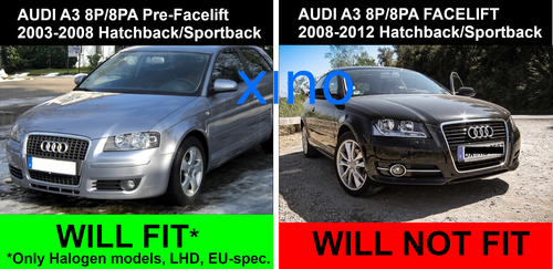 Coppia di Fari Anteriori LED LTI LIGHT TUBE Inside per AUDI A3 8P 2003-2008 Neri - Imagen 17 de 20