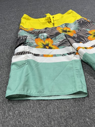 Rip Curl Board Shorts Mens medium Yellow Green Floral Hawaiian Swim Trunks Surf - Picture 3 of 15