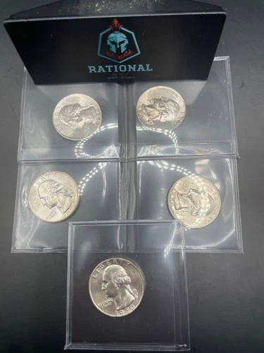 90% Silver 1950 Washington Quarters Lot of 5 AU +