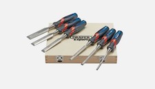 DRAPER EXPERT 6 Piece Soft Grip Pound Thru Wood Chisel Set Metal End Caps 70419