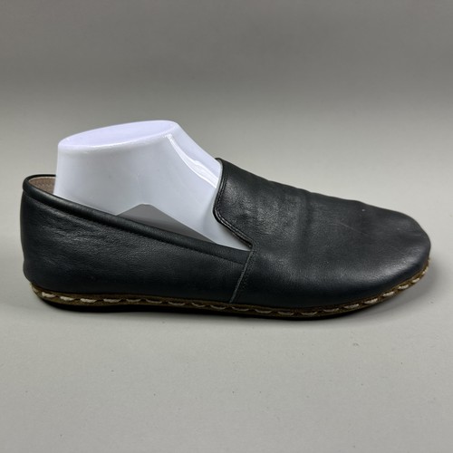Nefes Damenschuhe Größe 11 schwarze Leder-Slipper Halbschuhe flache handgefertigte bequeme - Bild 7 von 10
