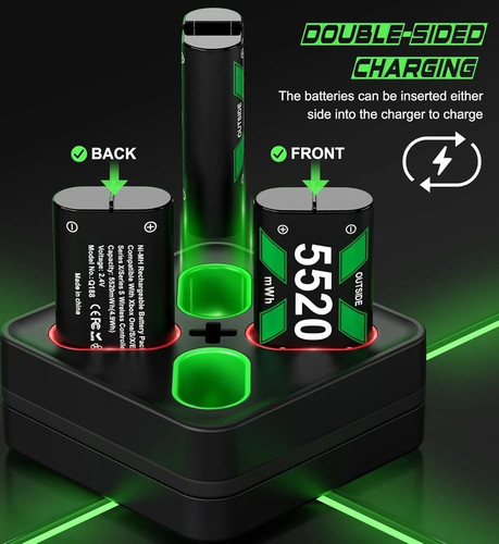 Rechargeable 5520mWh Battery x 4 + Charger for Xbox Series X|S One Controller - Picture 6 of 10