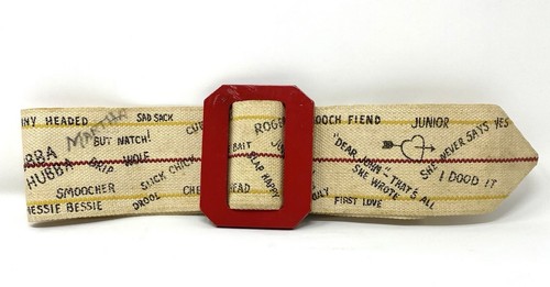 Rare 1940-1950s Women’s Canvas Hep Talk Belt Vintage - Picture 1 of 15