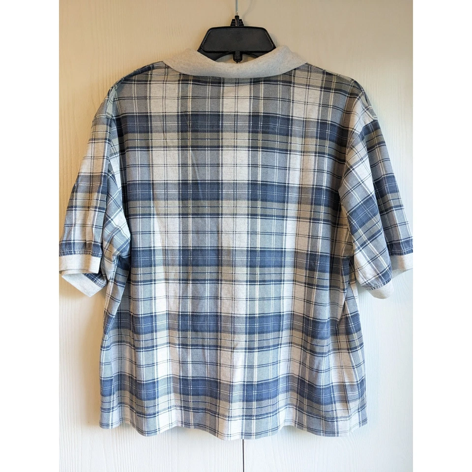 Basic Equipment Women's Collared Plaid Gray Polo Short Sleeve T-shirt Size L - Изображение 2 из 3