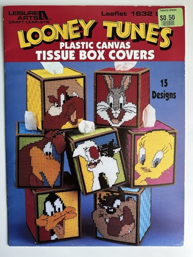 LOONEY TUNES Leisure Arts Tissue Box Covers for Plastic Canvas 15 PATTERNS! - Picture 1 of 2