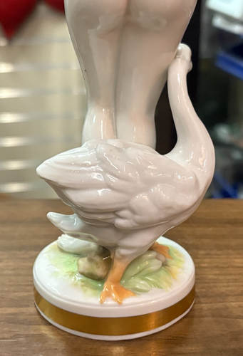 Rare Vintage Art Deco Volkstedt Nude Lady with Swan Porcelain Figurine A07 - Picture 13 of 24