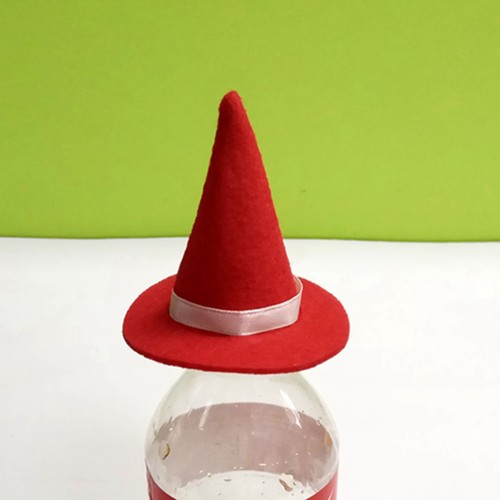 4pcs Mini Felt Witch Hats Handmade Wine Bottle Decor for Halloween DIY Hair - Picture 2 of 12