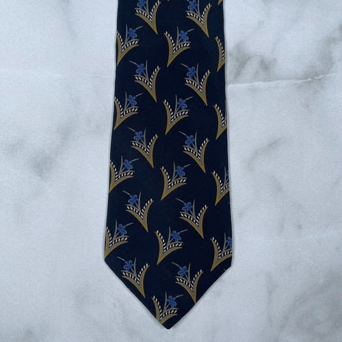 Oleg Cassini Traditional 100% Italian Silk Necktie Made in USA Navy Tie - Afbeelding 1 van 7