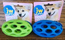 Lot Of 2 JW Puppy Hol-ee Football Tug & Treat Puzzle Ball Small Dog & Puppy Toy