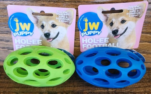 Lot Of 2 JW Puppy Hol-ee Football Tug & Treat Puzzle Ball Small Dog & Puppy Toy - Picture 1 of 4