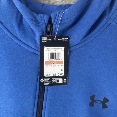 Under Armour UA Unstoppable Fleece Full-Zip Jacket Men’s 3XLT Blue 1379806-432 - Picture 2 of 9