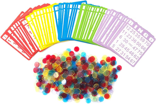 Bingo Cards Game Set - Includes 50 Bingo Cards and 500 Colorful Transparent Bing - Picture 10 of 12