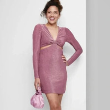 Wild Fable Women's Shimmer Long Sleeve Dress With Cutouts M