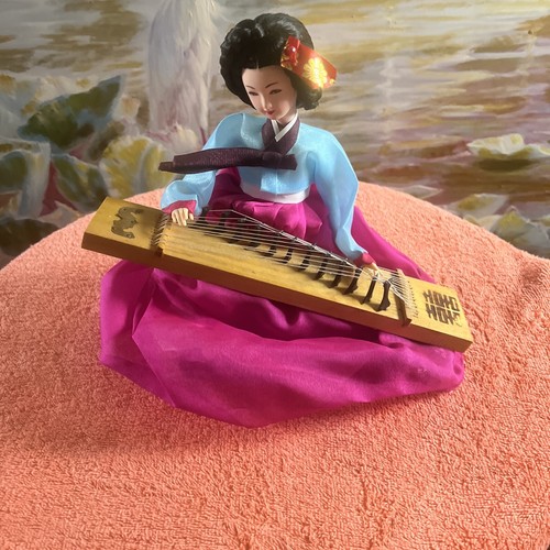 Korean Traditional Handicraft Hanbok Doll Gayageum12” Collectible Figure