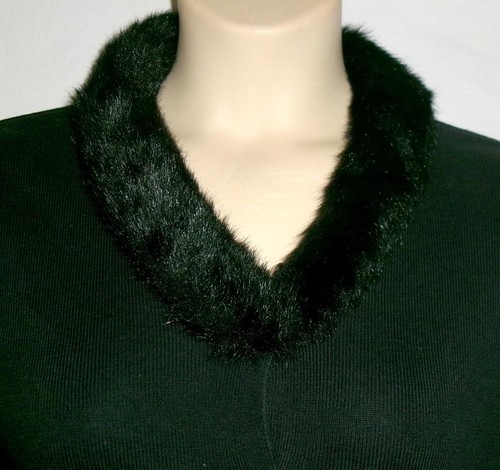 NEW Kikit Studio XL Black Sweater Detached Faux Fur Collar LS M Sasson MSRP $40 - Picture 2 of 6
