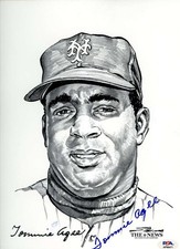 Tommie Agee PSA DNA Signed 1969 NY Mets Daily News Portfolio Photo Autograph