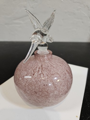 Vintage Perfume Bottle With Hummingbird Stopper All Hand Blown - Picture 2 of 8