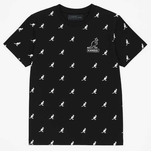 Kangol Mens AOP Game Day Basketball Tee Top T-Shirt in Black/Combo - Picture 2 of 3