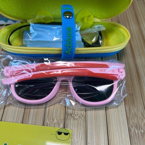 New Kids Sunglasses Polarized 100% UV Protection Pink Girls with Case Gift - Picture 7 of 7