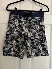 Art Class Boys Size 14 Blue Tropical Print Mesh Lined Swim Trunks Adjustable