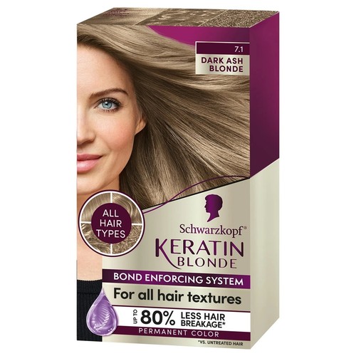 Schwarzkopf Keratin Blonde Permanent Haarfarbe - 7.1 Dark Ash Blond