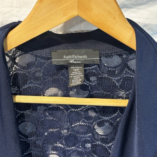 R&M Richards Donna Plus 14W Occasioni Speciali Abito Senza Maniche e Giacca in Navy - Foto 3 di 13