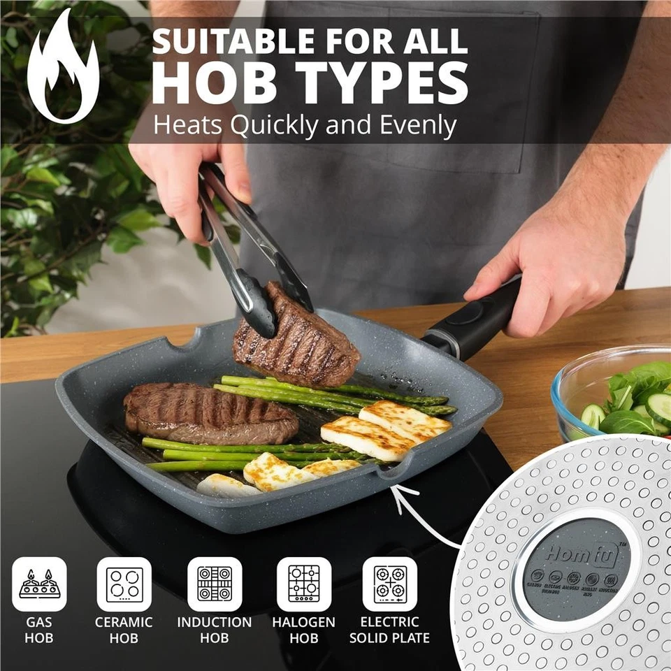 29cm Non Stick Griddle Frying Pan Detachable Handle Skillet Induction Oven Safe - Image 3 of 4