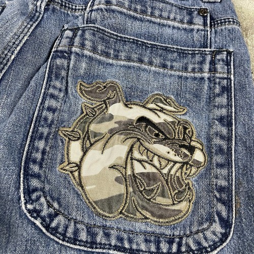 Vintage Y2K JNCO Boys Bulldog Baggy Jeans Size 14 (26x30) Skater Rave Distressed - Picture 7 of 14