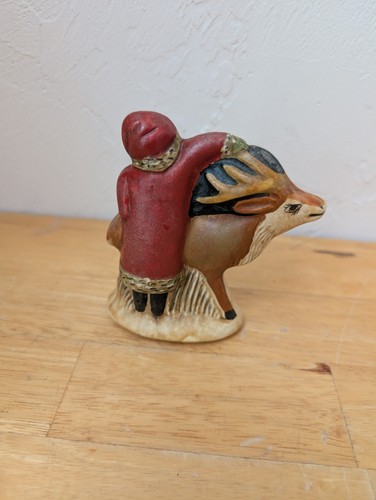 Vintage Vaillancourt Folkart Santa Father Christmas  Reindeer 4.25”  1987 - Picture 6 of 7