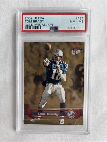 Tom Brady 2002 Fleer Ultra, #181 Gold Medallion PSA 8 2nd Year Brady
