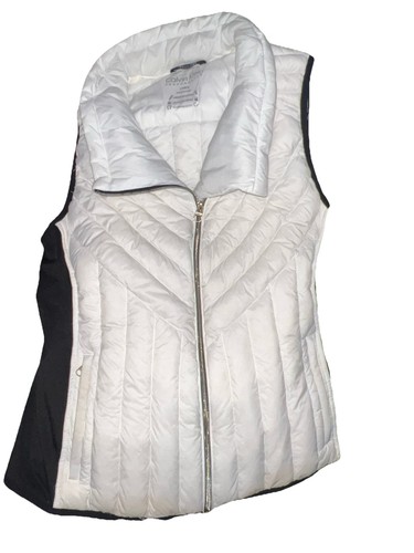 Calvin Klein Performance Down Quilted White & Black Zip Puffer Vest Large