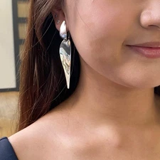 Estate Georg Jensen Sterling Silver Dangle Clip-On Earrings by Nanna Ditzel No.