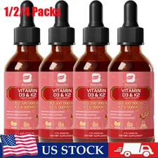 Vitamin D3 K2 Drops - Extra Strength D3 K2 Supplements with 300000 IU 1/2/4*60ML