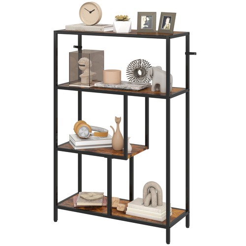 HOMCOM Industrial Bookshelf Bookcase w/ Open Shelves for Study Rustic Brown - Picture 11 of 11