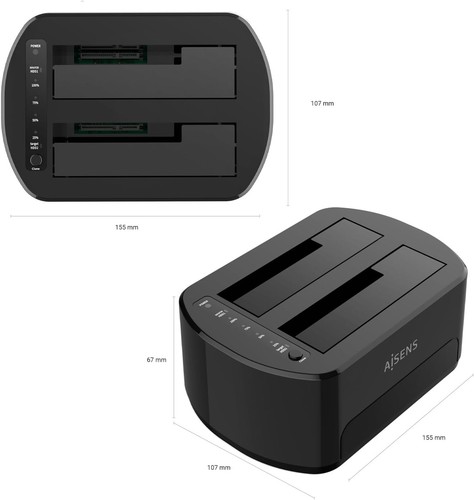 AISENS - ASDS-D03B - Dual Bay Docking Station Asds-D03B SATA 2.5/3.5 A USB 3.0/3 - Bild 2 von 6