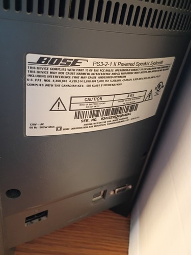 BOSE AV3-2-1 Series II Media Center & PS3-2-1 II Powered Speaker System W/Cords - Picture 5 of 5