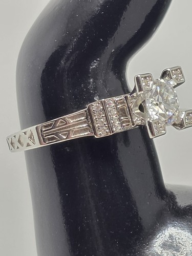 1 Karat runder Moissanit Eiffelturm Ring 18 Karat vergoldet über 925 Sterlingsilber - Bild 6 von 10