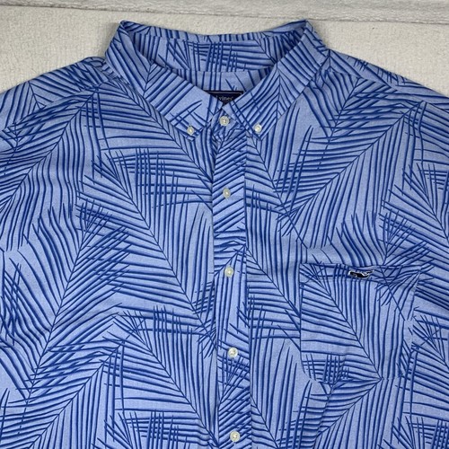 Vineyard Vines Shirt Mens 3XB Classic Tropical Palm Blue Short Sleeve Button Up - Picture 2 of 9