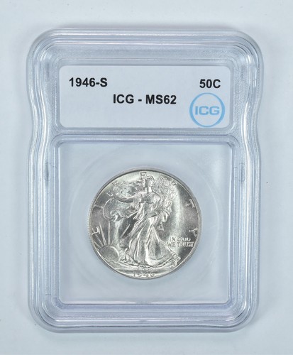 1946-S Walking Liberty Half Dollar MS62 ICG - Afbeelding 1 van 5