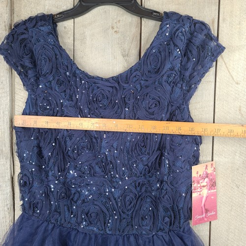 Neu mit Etikett Smaragd Eisbecher marineblau gefüttert Tüll Rose kurzes festliches Kleid Größe 11 - Bild 12 von 22