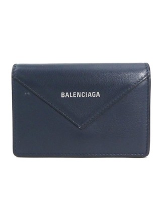 Preloved Balenciaga Envelope Cash Key Case Unisex Navy Wallets usine One Size