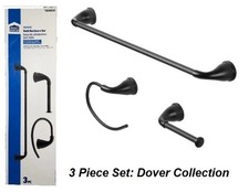 Bathroom Towel Bar, Towel Ring TP Holder Accessory Set 24" Matte Black NEW