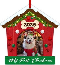 Dog Picture Frame Christmas Ornaments 2025 Personalized Photo Frame Ornament for