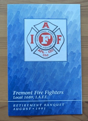 Program Tickets Documents 1991 Fremont (CA) Fire Fighters Retirement Dinner - Picture 1 of 6