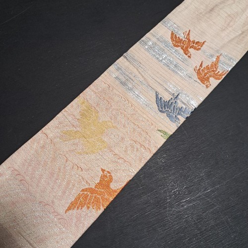 Sparrow'S Flock, Pure Silk Ross Vintage Nagoya Obi Summer - Picture 16 of 16
