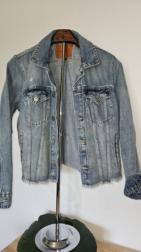 LUCKY BRAND TOMBOY TRUCKER JACKET Raw Hem WOMENS SMALL S