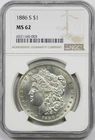1886-S $1 NGC MS 62 (Better Date) Morgan Silver Dollar
