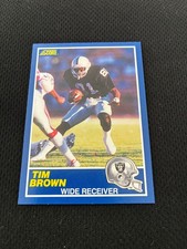 TIM BROWN ROOKIE 1989 SCORE OAKLAND RAIDERS RC NRMT #86 FOOTBALL CARD. rookie card picture