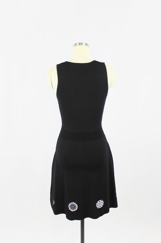 Nuevo sin etiquetas Vestido Sandro Ringo Negro Elástico Tejido Círculo Encaje Ajuste y Acampanado, Talla 1/S - Imagen 3 de 13