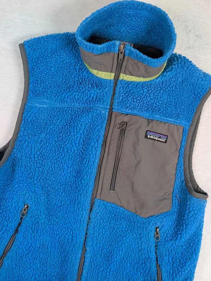 Chaleco Patagonia Clásico Retro X Para Hombres Pequeño Azul Pila Alta Cremallera Completa Exterior Foto 2 de 4